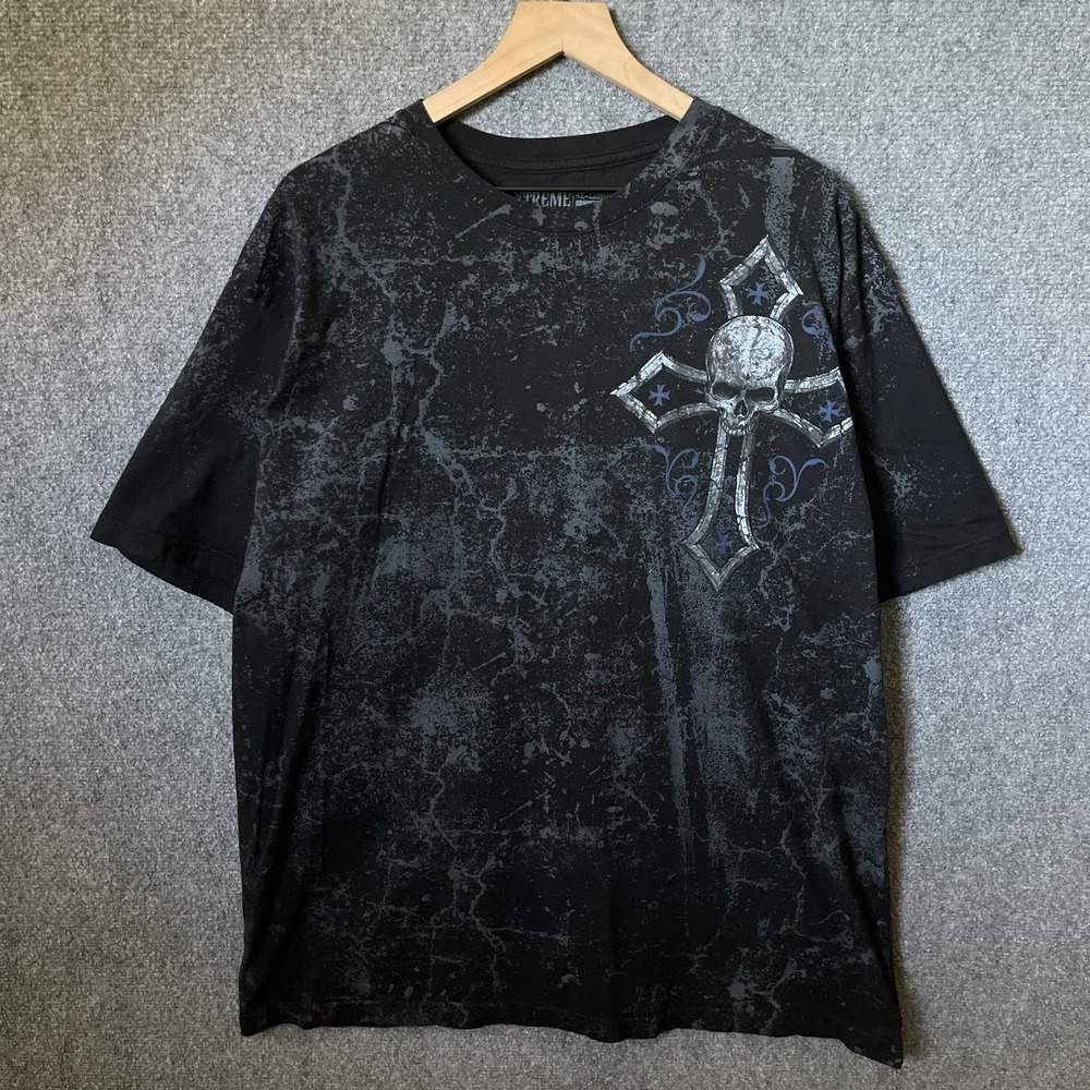 Xtreme Couture By Affliction Men's T-shirt Stone Warrior Cross Wings Size 4XL